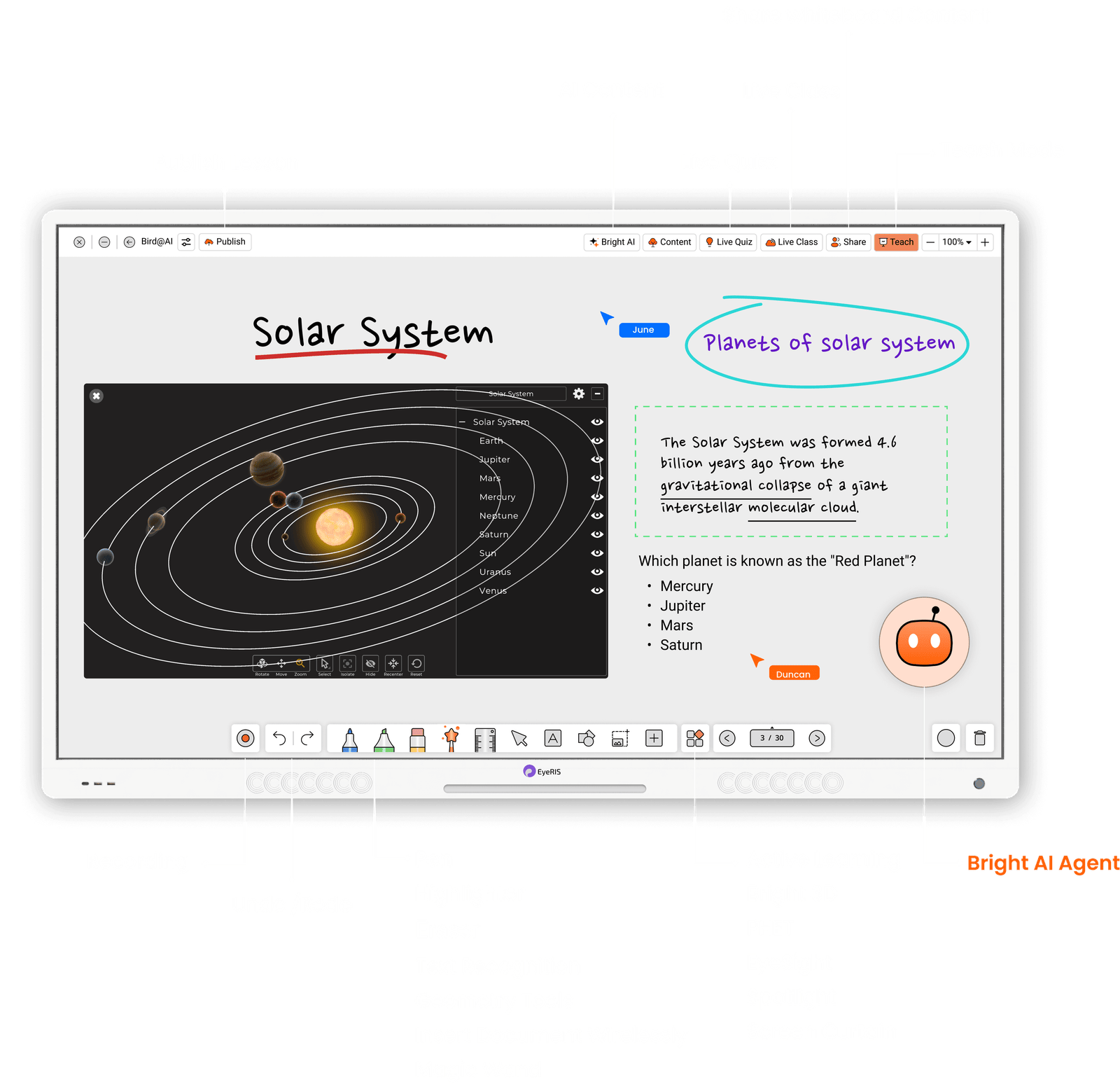 CYBERNETYX solar system whiteboarding tools